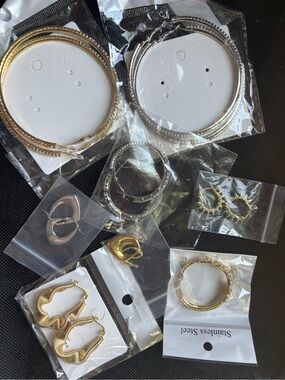 Gold and Silver Hoop Earring Set - Stainless Steel 8pc
